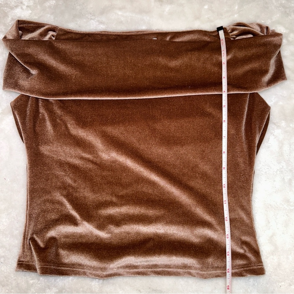 Reformation Brown Cello Knit Velvet Off the Shoulder Top Size Small - Picture 12 of 12